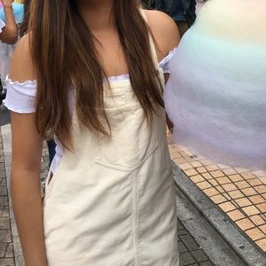 Topshop cream overall dress